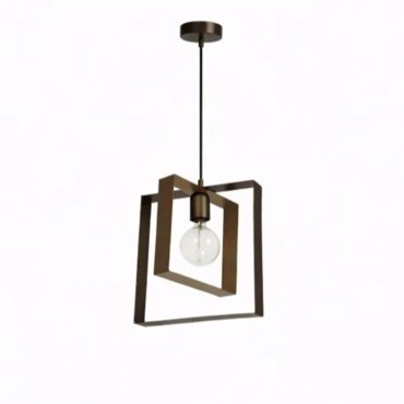 NG Lighting Κρεμαστό Φωτιστικό Οροφής Τετράγωνο Χειροποίητο Μεταλλικό Σκουριά/Μόκα Μονόφωτο Ε27 30x30cm 2026165